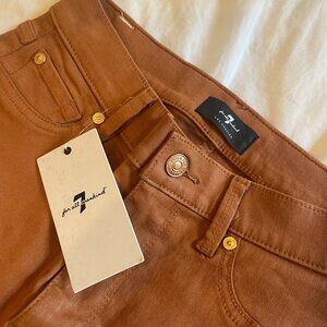 Seven 7 for all mankind small straight leg tan sueded cotton skinny pants